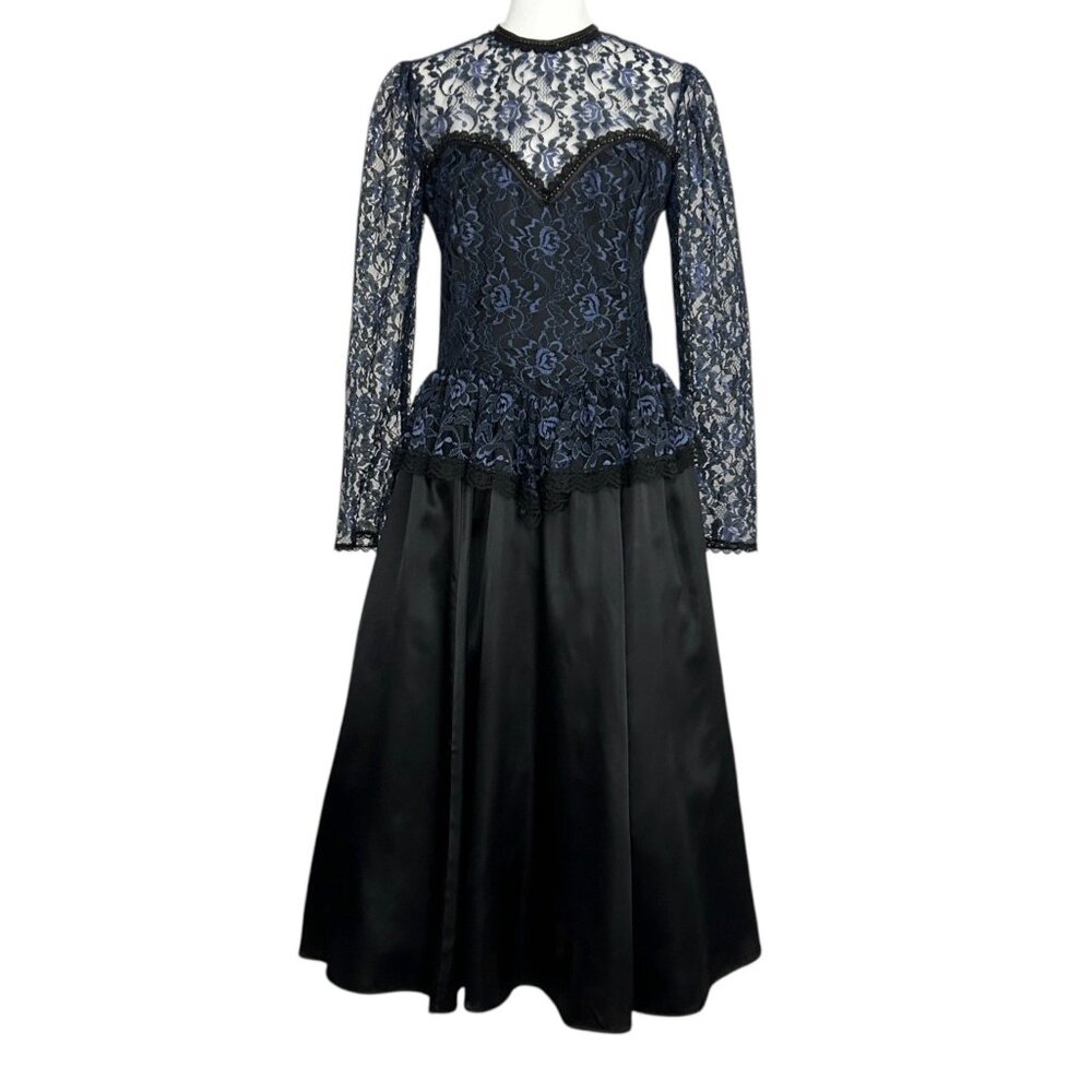 Gunne Sax Jessica McClintock Lace & Satin Victorian Whimsigoth‎ Midi Dress (11)